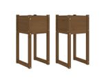 Vidaxl Fioriera 2 Pz. Marrone Miele 40X40X81 Cm In Legno Di Pino Massiccio