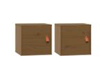 Vidaxl Armadi A Muro 2 Pz. Marrone Miele 31,5X30X30 Cm In Legno Di Pino Massiccio