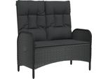 Vidaxl Panca Da Giardino Con Funzione Reclinabile E Cuscino 107Cm In Poly Rattan Nero