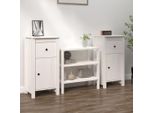 Vidaxl Credenze 2 Pz. Bianco 40X35X80 Cm In Legno Di Pino Massiccio