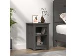 Comodino Grigio 40X35X55 Cm In Legno Di Pino Massiccio