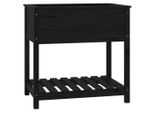 Vidaxl Fioriera Con Ripiano Nero 82,5X54X81 Cm In Legno Di Pino Massiccio