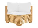 Divano Angolare Da Giardino Con Cuscini Crema In Teak Massiccio