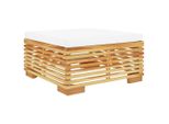 Sgabello Da Giardino Con Cuscino Crema In Teak Massiccio