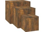 Vidaxl Tavolini 3 Pezzi. Materiale In Legno Di Quercia Affumicata