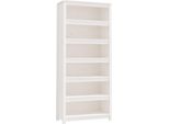 Libreria Bianca 80X35X183 Cm In Legno Di Pino Massiccio