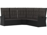 Divano Ad Angolo Con Funzione Reclinabile E Cuscini In Poly Rattan Nero