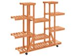 Vidaxl Portafiori Con Rotelle 110X25X115 Cm In Legno Massiccio Di Abete