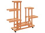 Vidaxl Portafiori Con Rotelle 95X25X101 Cm In Legno Massiccio Di Abete