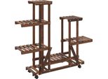 Vidaxl Portafiori Con Rotelle 95X25X101 Cm In Legno Massiccio Di Abete
