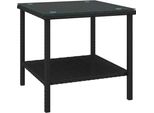 Tavolino Nero 45X45X45 Cm In Poly Rattan E Vetro Temperato