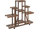 Vidaxl Portafiori Con Rotelle 110X25X101 Cm In Legno Massiccio Di Abete