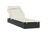 Lettino Con Tetto Pieghevole Nero 213X63X97 Cm In Poly Rattan