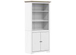 Libreria Bodo Bianco E Marrone 82X40X173 Cm In Legno Di Pino Massiccio