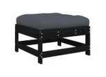 Sgabello Da Giardino Con Cuscino Nero In Legno Di Pino Massiccio