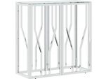 Tavolo Consolle 70X30X70 Cm In Acciaio Inox E Vetro