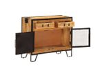 Credenza 80X31X66 Cm In Legno Massiccio Di Mango Grezzo E Metallo