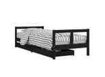 Vidaxl Letto Per Bambini Con Cassetti Nero 80X200 Cm In Legno Di Pino Massiccio