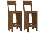 Sgabello Da Bar 2 Pz. Marrone Miele 40X48,5X115,5 Cm In Legno Di Pino Massiccio