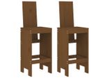 Vidaxl Sgabello Da Bar 2 Pz. Marrone Miele 40X42X120 Cm In Legno Di Pino Massiccio