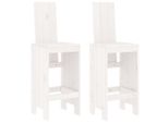 Vidaxl Sgabello Da Bar 2 Pz. Bianco 40X42X120 Cm In Legno Di Pino Massiccio