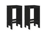 Vidaxl Sgabello Da Bar 2 Pezzi Nero 40X36X75 Cm In Legno Di Pino Massiccio