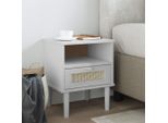 Comodino Senja Rattan Look Bianco 40X35X48 Cm In Legno Di Pino Massiccio