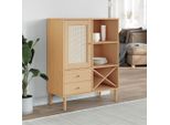 Vidaxl Credenza Senja In Rattan Marrone 90X40X112 Cm In Legno Di Pino