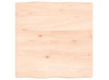 Piano Del Tavolo 60X60X2 Cm In Rovere Massiccio Non Trattato Con Bordo Ad Albero