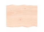 Piano Del Tavolo 80X60X2 Cm In Rovere Massiccio Non Trattato Con Bordo Ad Albero