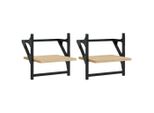 Vidaxl Mensole A Muro Con Barre 2 Pezzi Rovere Sonoma 30X25X30 Cm