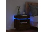 Comodino Con Luci Led Effetto Rovere Marrone 40X39X48,5 Cm