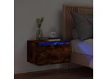 Vidaxl Comodino A Parete Con Luci Led Rovere Fumé