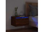 Vidaxl Comodino A Parete Con Luci Led Effetto Rovere Marrone