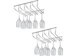 Set Di 2 Binari Per Bicchieri | Portabicchieri 34,5X37,5X44,3Cm Montaggio A Parete | Binario Da Bar A 4 File | Portabicchieri Da Champagne | Portabicchieri Da Vino Montaggio A Soffitto | Portabicchieri Da Vino | Portabicchieri Per Casa, Bar, Caffè
