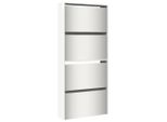 Vidaxl Scarpiera Con Specchio 4 Scomparti Bianco Lucido 63X17X134 Cm