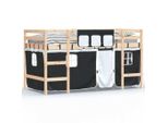 Vidaxl Letto A Soppalco Per Bambini Con Tende Bianco E Nero In Legno Di Pino Massiccio