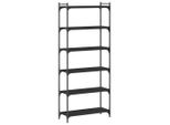 Libreria 6 Ripiani Nera 80X30X188 Cm In Materiale Ligneo