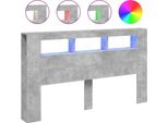 Vidaxl Testata Led Grigio Cemento 180X18,5X103,5 Cm Materiale A Base Di Legno