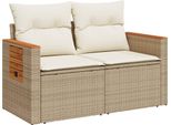 Vidaxl Divano Da Giardino Con Cuscini 2 Posti Beige Poly Rattan