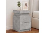 Comodini Con Luci Led 2 Pz. Grigio Cemento 35X39X55 Cm