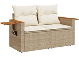 Vidaxl Divano Da Giardino Con Cuscini 2 Posti Beige Poly Rattan