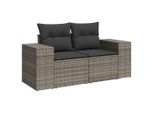 Vidaxl Divano Da Giardino A 2 Posti Con Cuscini In Polirattan Grigio