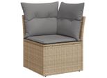 Vidaxl Divano Da Giardino Angolare Con Cuscini Beige In Poly Rattan