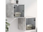Comodini Con Ante In Vetro 2 Pz. Grigio Cemento 35X37X35 Cm