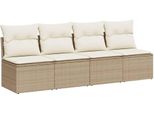 Vidaxl Divano Da Giardino Con Cuscini A 4 Posti In Polirattan Beige