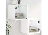 Comodini Con Ante In Vetro 2 Pz. Bianco 35X37X35 Cm