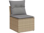 Vidaxl Poltrona Da Giardino Senza Braccioli Con Cuscino Beige Poly Rattan