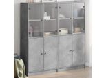 Vidaxl Libreria Con Ante Grigio Cemento 136X37X142 Cm Materiale Legno