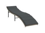 Lettino Con Cuscini Grigio Chiaro 55X199X50 Cm In Poly Rattan